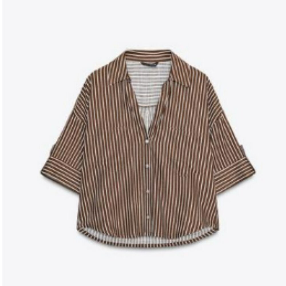 Brown/White top
